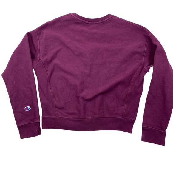 Champion Women's Reverse Weave Sweatshirt Medium Burgundy Vintage Pullover Casua - Picture 2 of 7